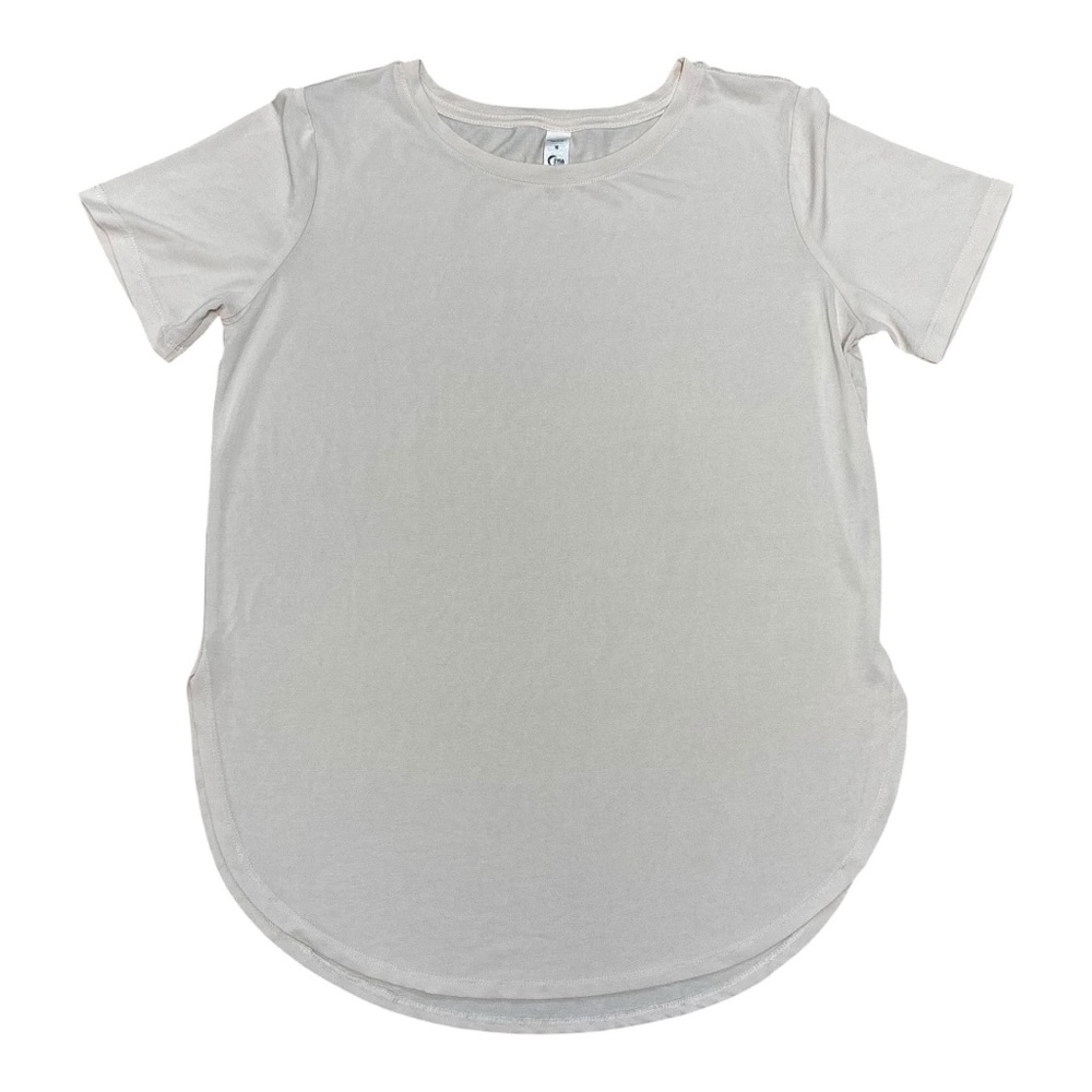 NEW Zyia Active Women’s Large Slit Swoop Tee in cream Size Medium